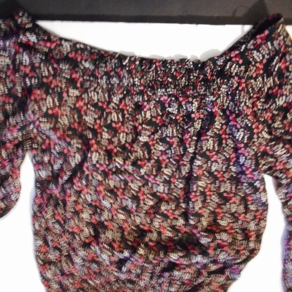 H& H Mama Junior sheer cotton red/pink shirred neckline long sleeves side tie S